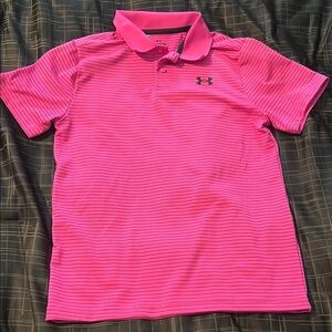 Under Armour Bright Pink Striped Polo